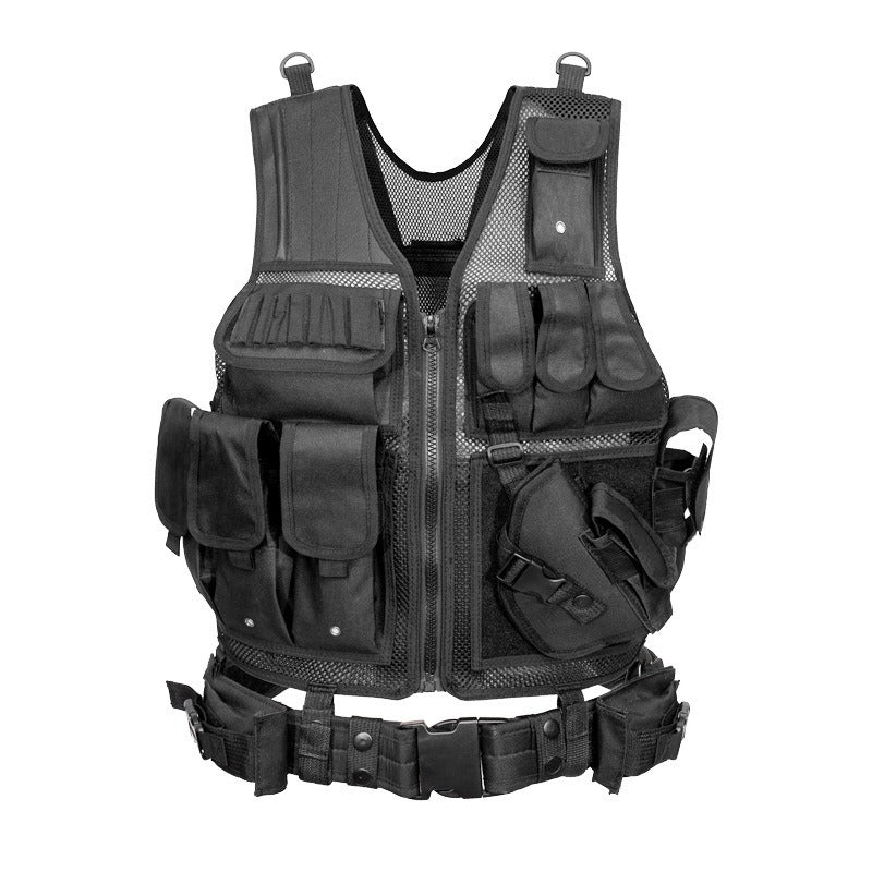 AGENT ACEVEDO 34815 Tactical Vest for Men, Airsoft Vest, Black Molle Vest and Cap Protective Equipment, Tactical Airsoft Gear