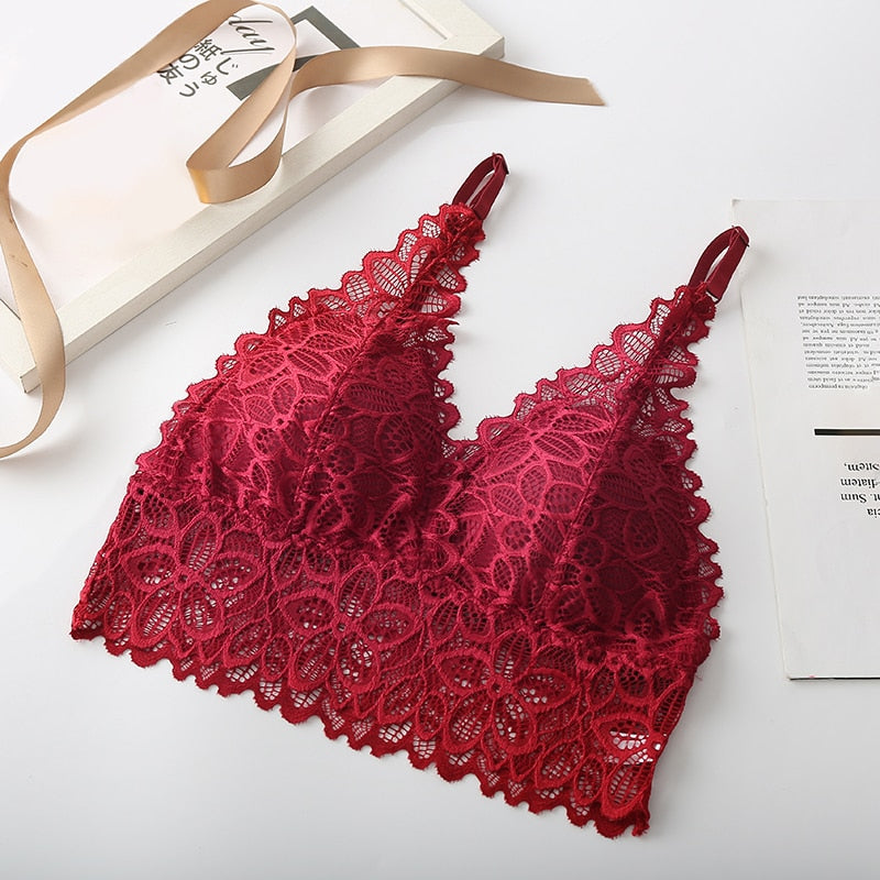 LA BELLA Lace Sexy Lingerie Wireless Bra For Women Padded Push Up Bralette Female Brassiere Summer Soft Backless Fashion bras Underwear
