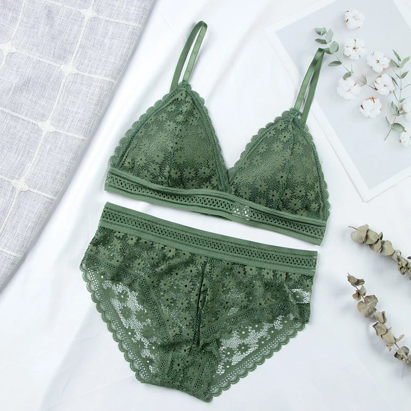 LA BELLA Women Lace Bra Sets Seamless Underwear Backless Vest Sexy Padded Bralette Lingerie Ultrathin Bra & Brief Sets Female Intimates
