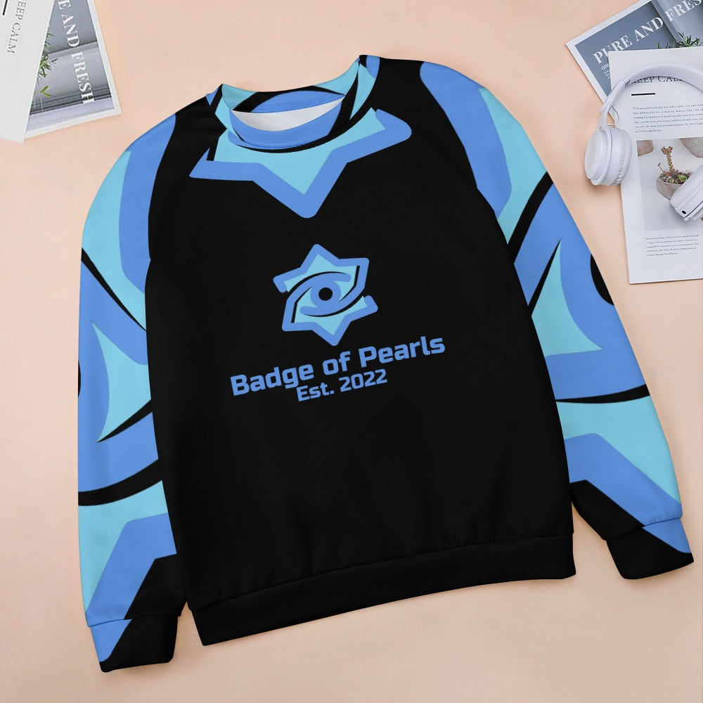 Black Badge of Pearls Raglan round neck sweater