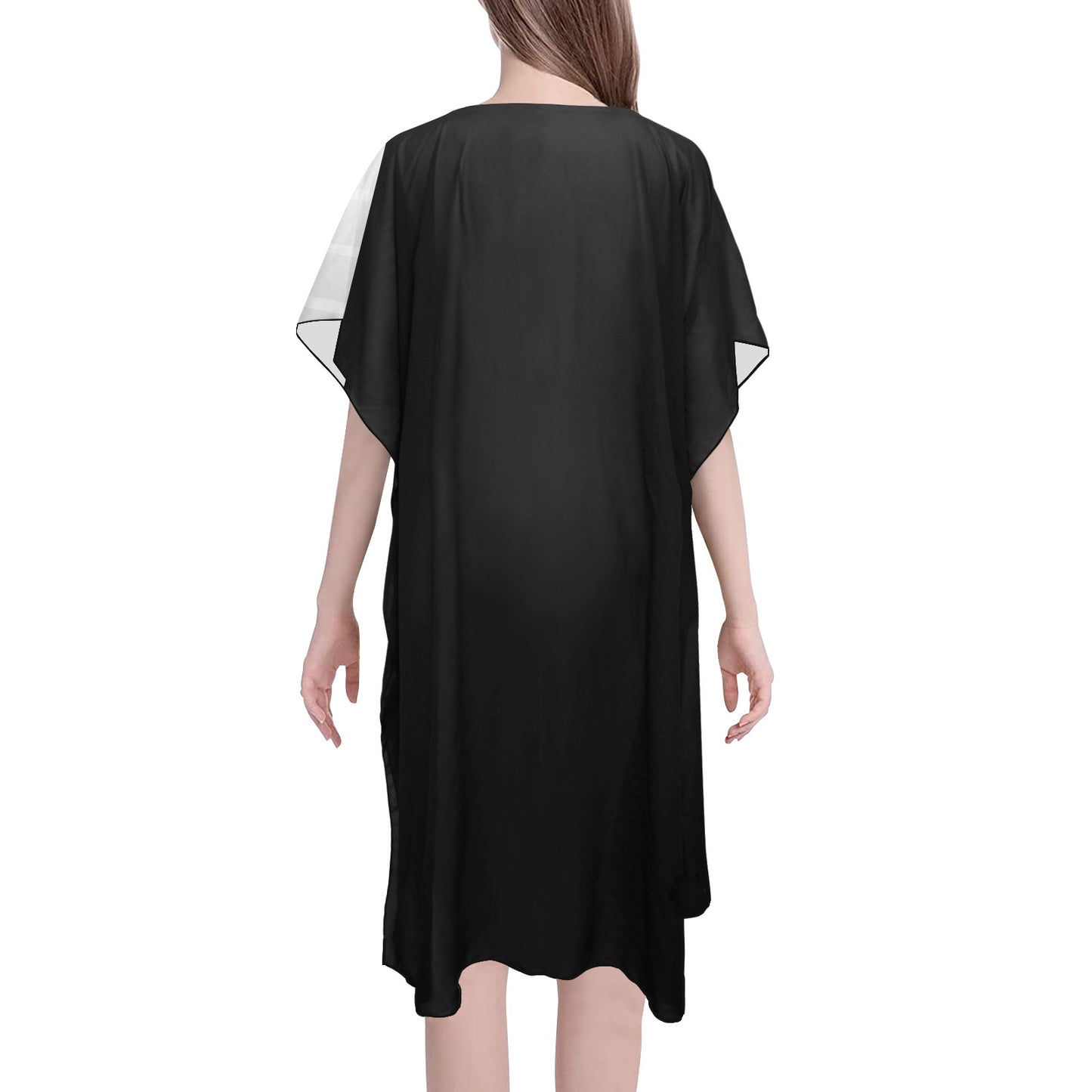 Moor Made Badge of Pearls Mid-Length Side Slits Chiffon Cover Up