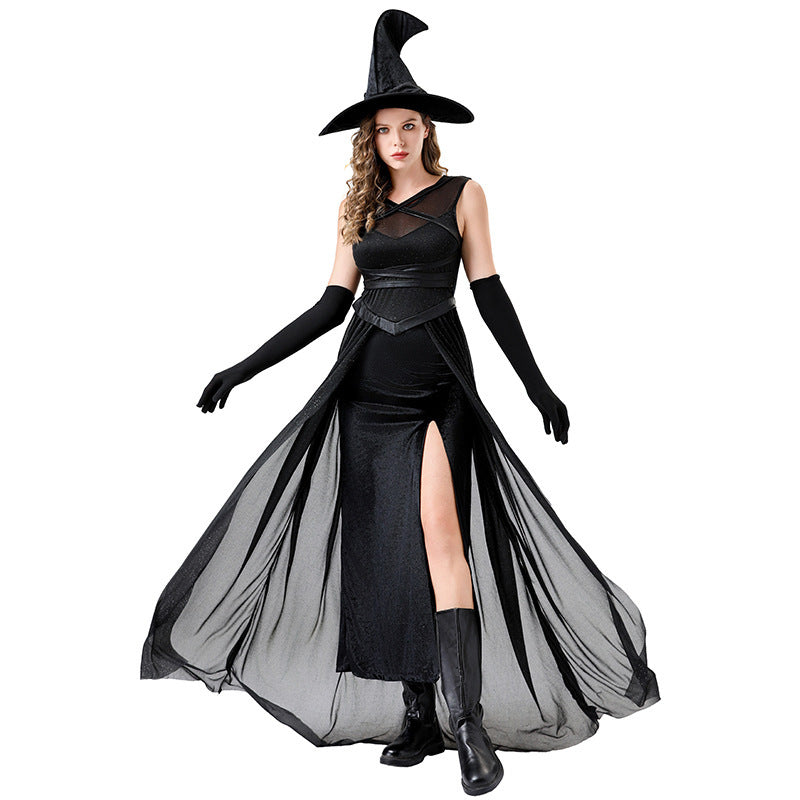 Halloween Costume Witch Role Play Dress Witch Cosplay Stage Outfit Elegant Theme Party Costume