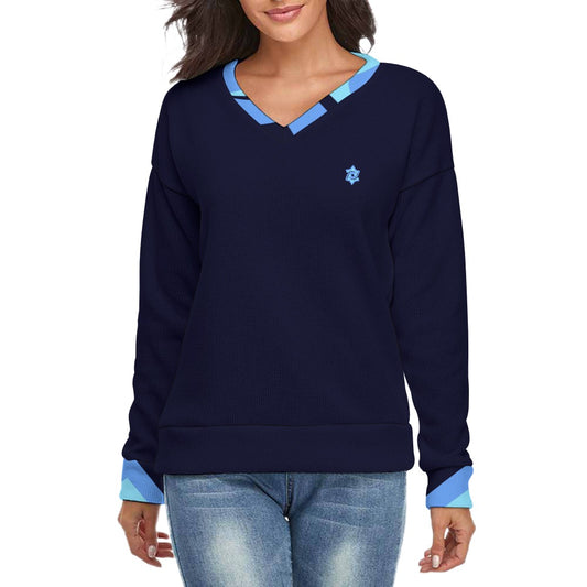 Badge of Pearls V-Neck  Long Sleeve Sweater