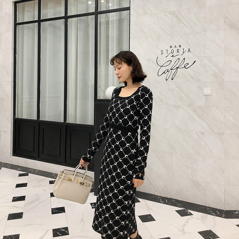 Dresses For Women In Autumn And Winter New Slim Back With Knit Skirt