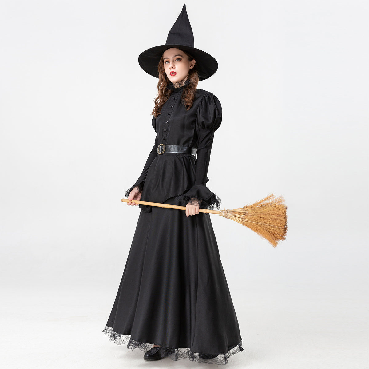 Halloween Cosplay Costume for Women Black Witch Outfit Adult Female Witch Costume Set