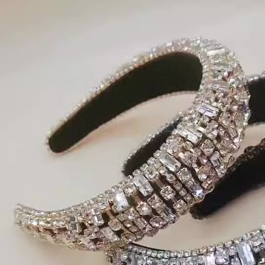 Luxury Sparkly Full Crystal Pearl Baroque Hairband Padded Rhinestone Princess Headband For Headdress Birthday Hair Jewelry