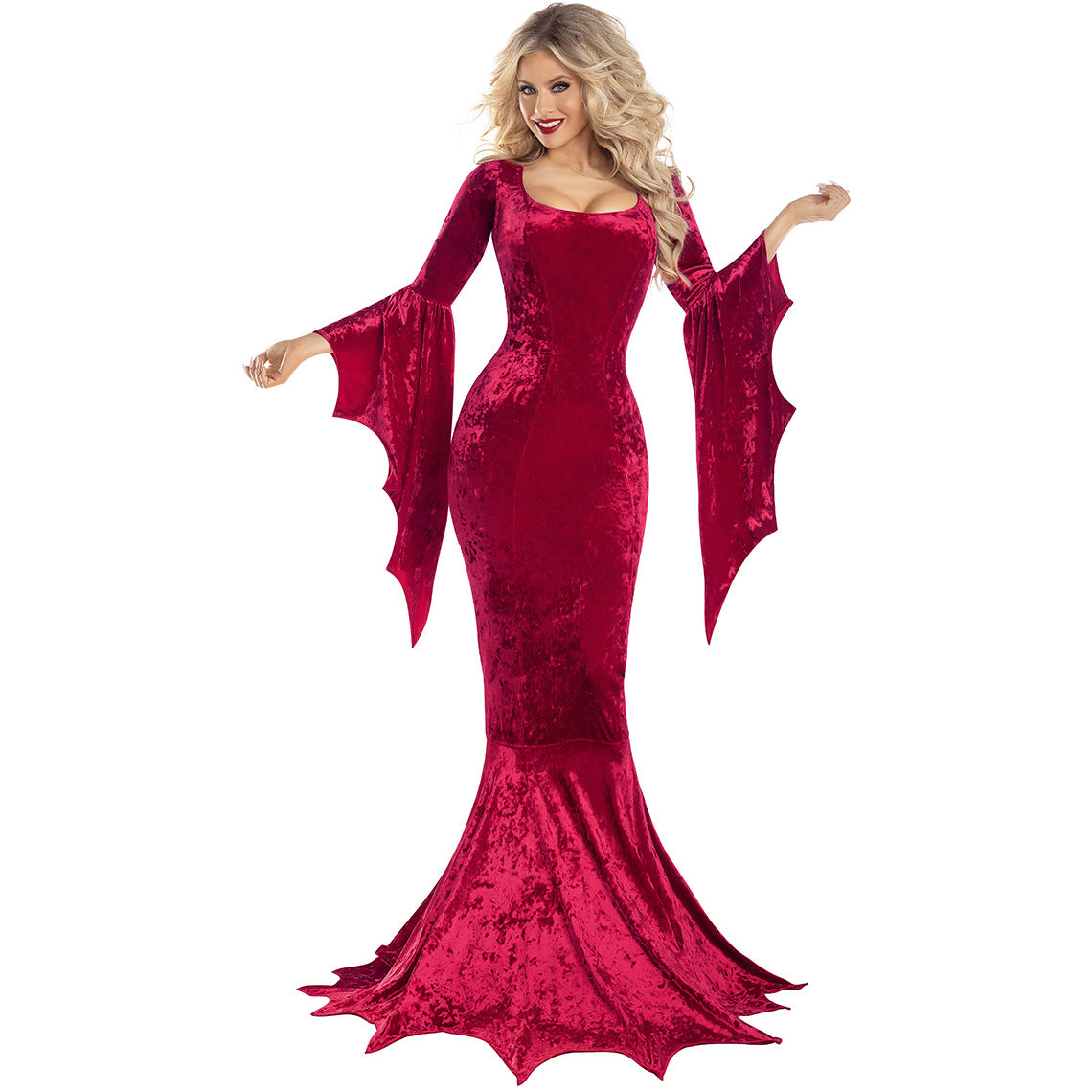 Halloween Bat Witch Ghost Bride Costume Long Dress Performance Dress