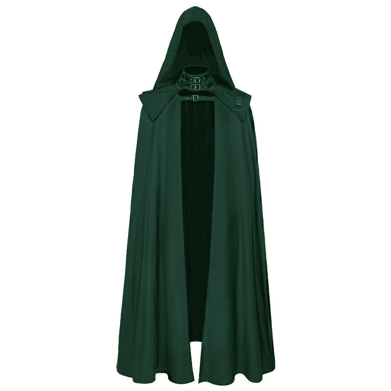 Halloween Dark Medieval Cosplay Cape with Hood for Women, Gothic Long Robe Cloak, Vintage Style Outerwear