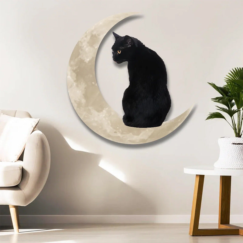 Bedroom Metal Wall Art Moon Cat Indoor And Outdoor Crafts Cat Decoration Wall Decoration