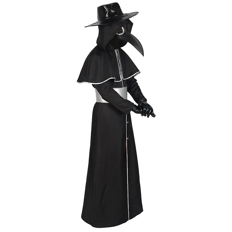 Festive Adult Medieval Steampunk Crow Dark Style Costume with Long Beak Mask Halloween