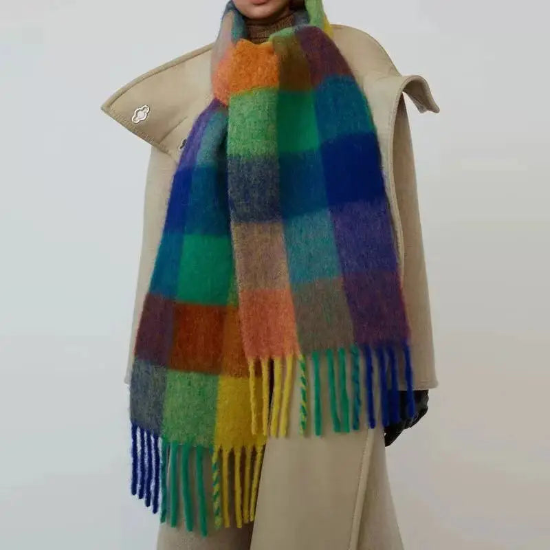 Winter Plaid Cashmere Scarf Fashion Shawl Colored Chequered Scarves Warm