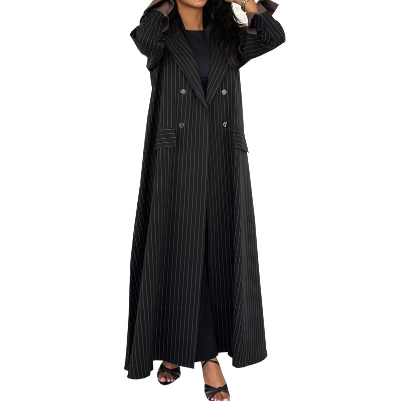Stripe Suit Collar Outerwear Cardigan for Women