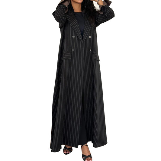 Stripe Suit Collar Outerwear Cardigan for Women