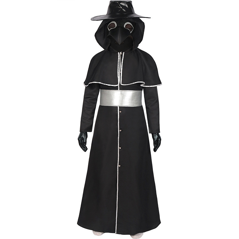 Festive Adult Medieval Steampunk Crow Dark Style Costume with Long Beak Mask Halloween