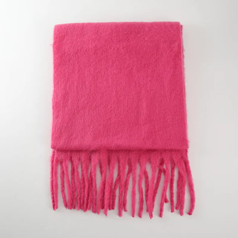 New Winter Women's Scarf Cashmere Warm Wrap Pashmina Solid Foulard Female Scarves Shawls Thick Soft Blanket Large Tassels
