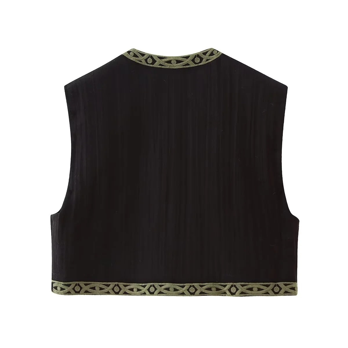 New autumn women clothing round neck embroidered short vest