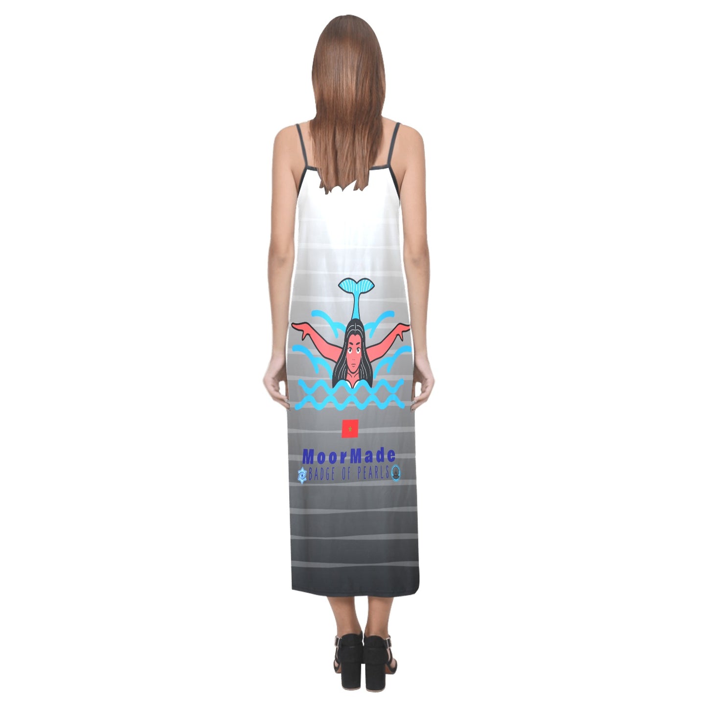 Moormade Badge of Pearls  V-Neck Open Fork Long Dress