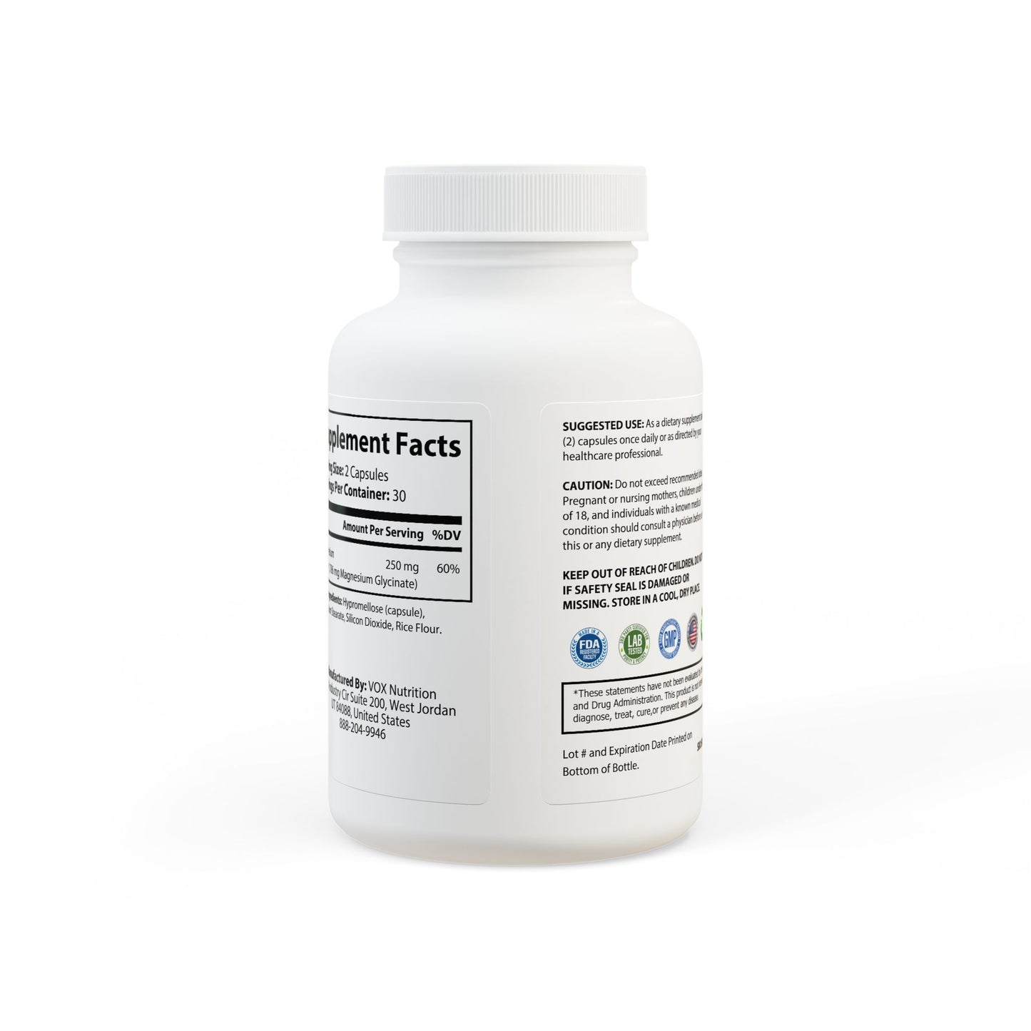BADGE OF PEARLS Magnesium Glycinate Supplement (60 Capsules)