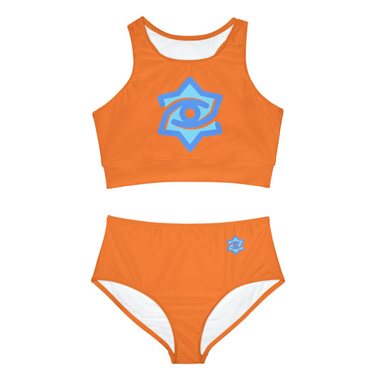 Badge of Pearls Orange Sporty Bikini Set (AOP)