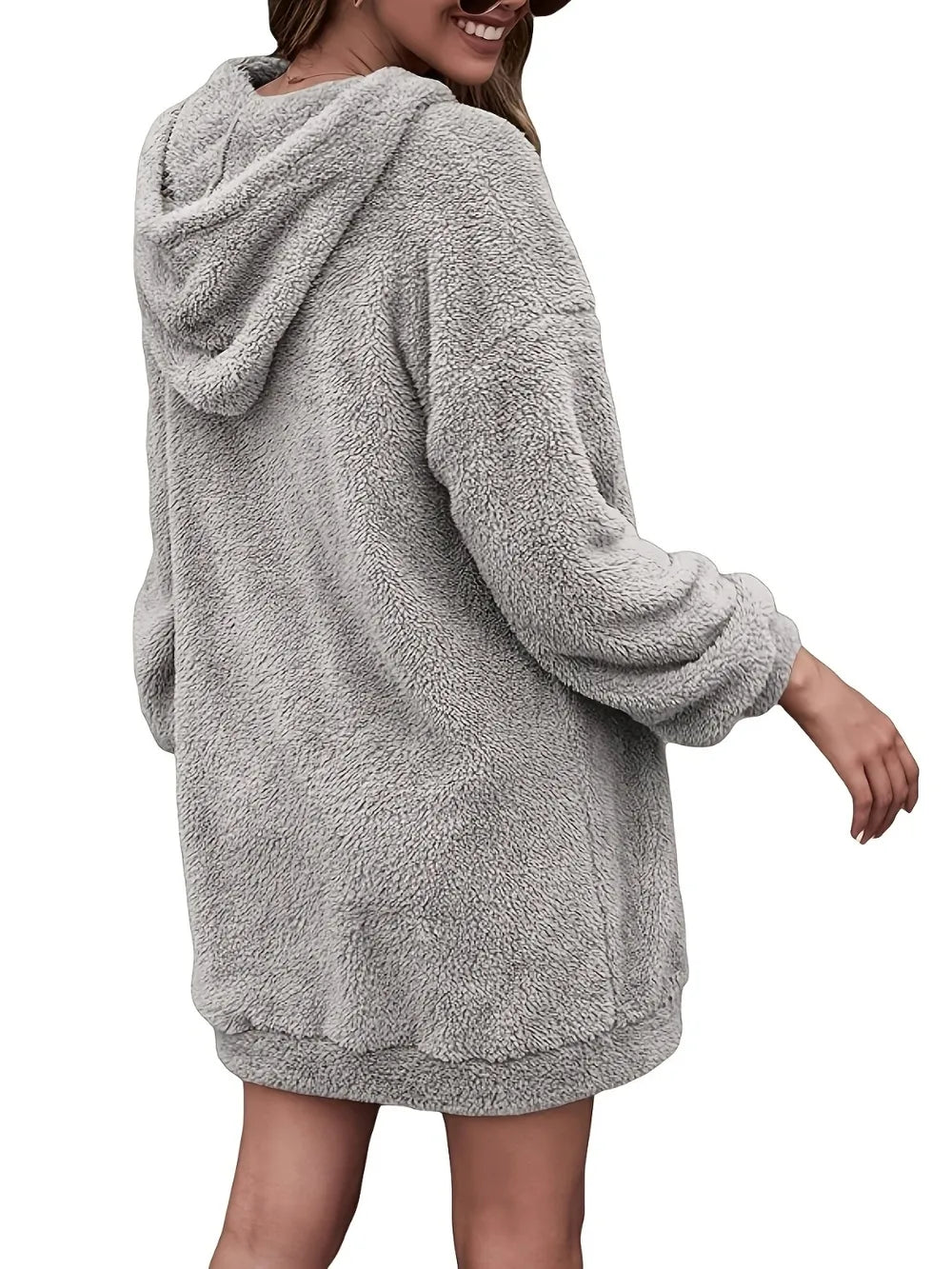 Badge of Pearls Half Zip Dropped Shoulder Oversized Hoodie