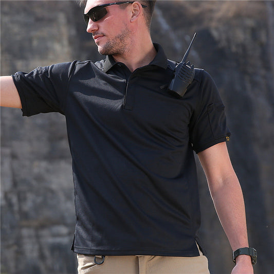 AGENT ACEVEDO 34815 Consul collar short sleeved multifunctional quick drying outdoor men's sports sweat wicking quick drying clothes elastic tactical T-shirt