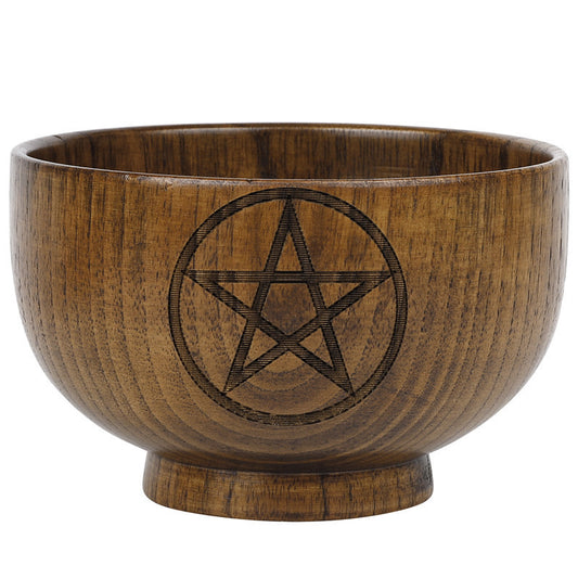 New Pentagram Wooden Bowl Three-Phase Moon Goddess Storage Bowl Wika WICCA Altar Ornament