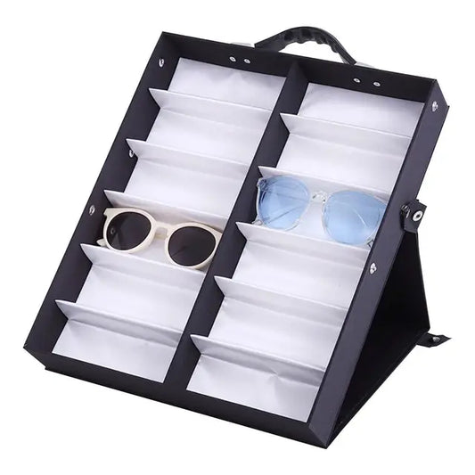 12 pairs of handheld Sunglasses storage box multi grid glasses display
