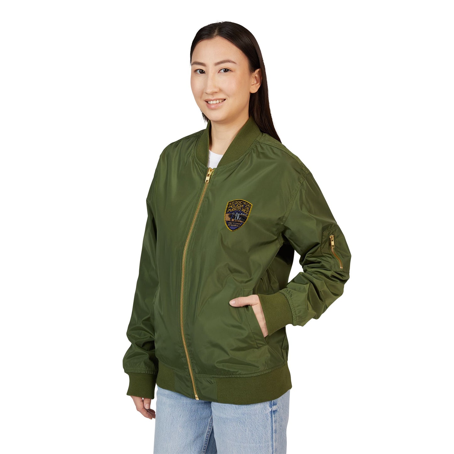 Sustainable Bomber Jacket with Embroidered Patch