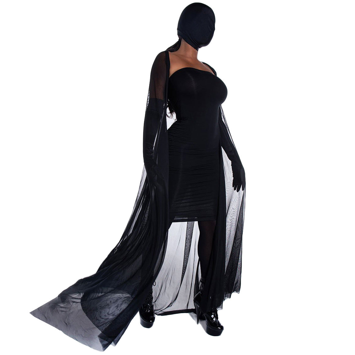 Vampire Masked Witch Dress Long Dress Cloak Cloak Halloween Costume