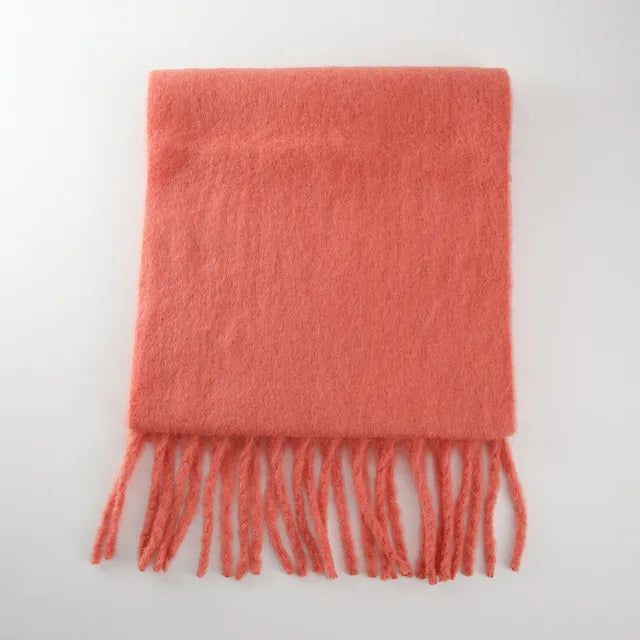 New Winter Women's Scarf Cashmere Warm Wrap Pashmina Solid Foulard Female Scarves Shawls Thick Soft Blanket Large Tassels