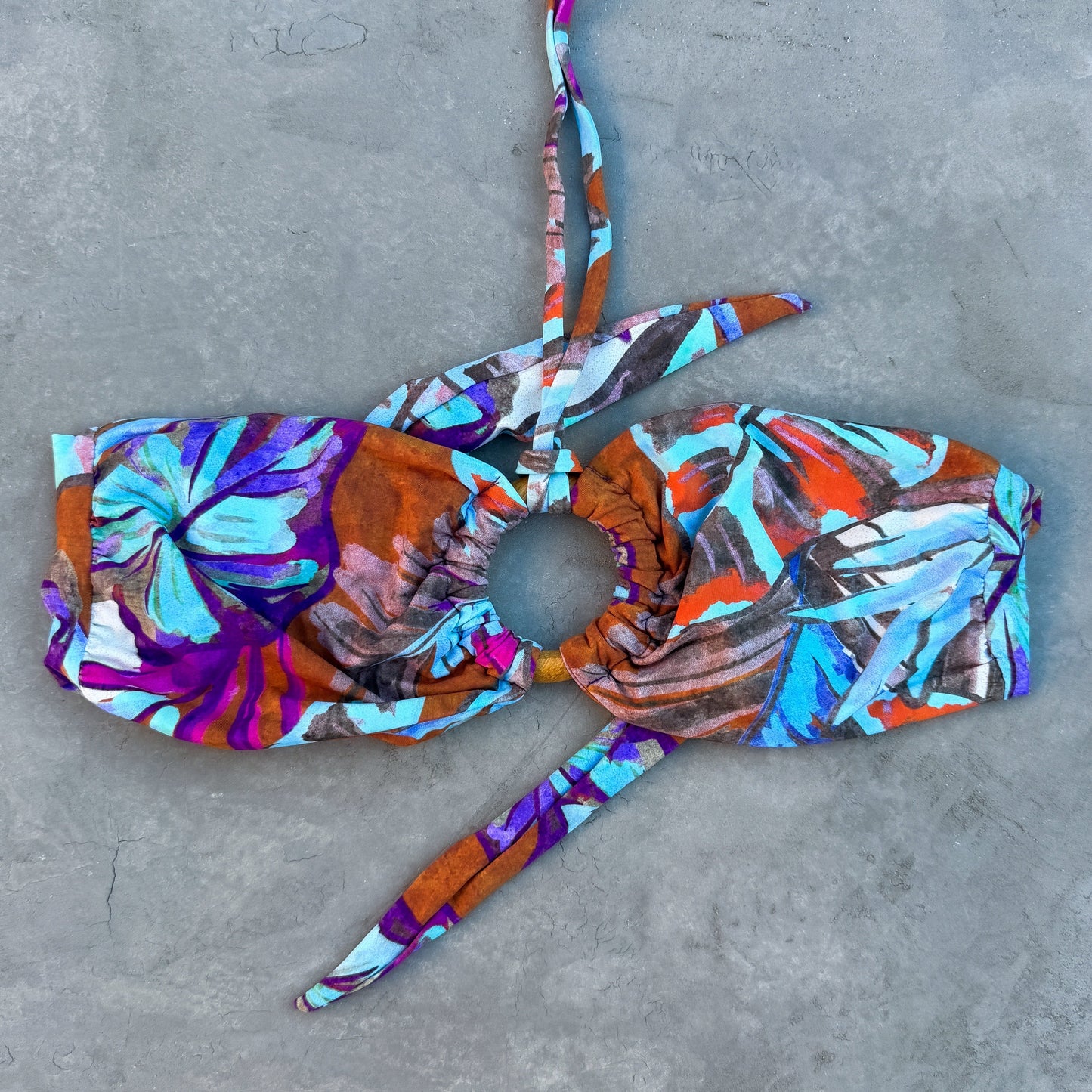 Turquoise Blossom Strapless Bikini Top