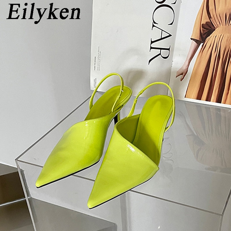 Fall Women Slingback Pumps Sandals Pointed Toe Slip On Thin High Heel Ladies Elegant Shoes Sanda