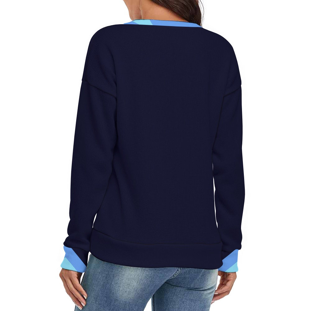 Badge of Pearls V-Neck  Long Sleeve Sweater