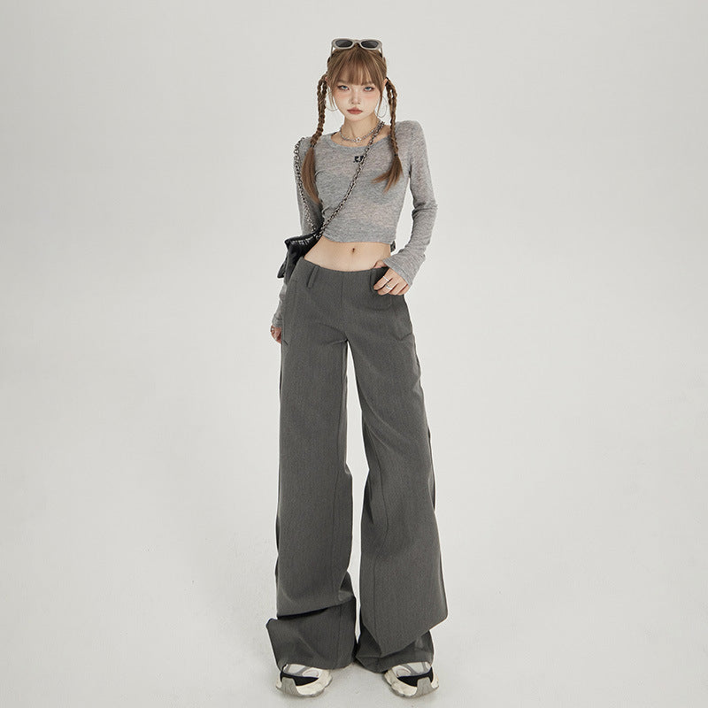 Women's Pants Wide Leg Flare Trousers Summer Elastic Dress Pants Versatile Casual Pants