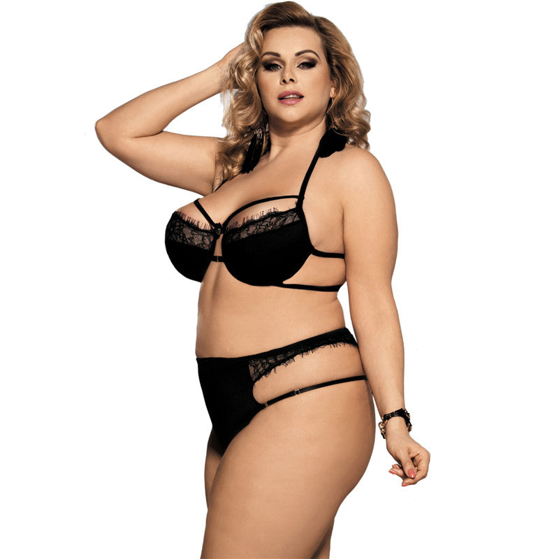 LA BELLA Women Plus Size Lenceria Sexy Bra Set Lovely Black Lace Lingerie Sexy Hot Erotic Sexy Underwear Lingerie