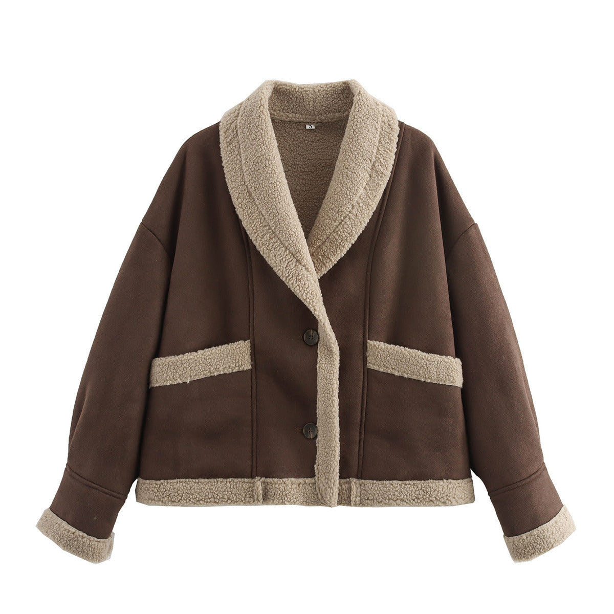 Autumn and winter women's clothing American retro woolen coat with loose collar and fur one-piece top for women