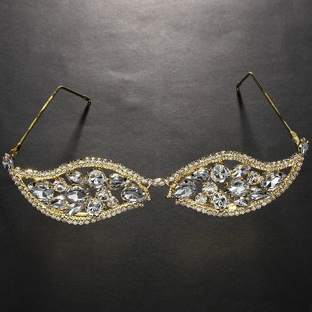 Stonefans Crystal Geometric Sunglasses Frame for Women Party Jewelry Ins Fashion Rhinestone Face Accessories Bridal Gifts
