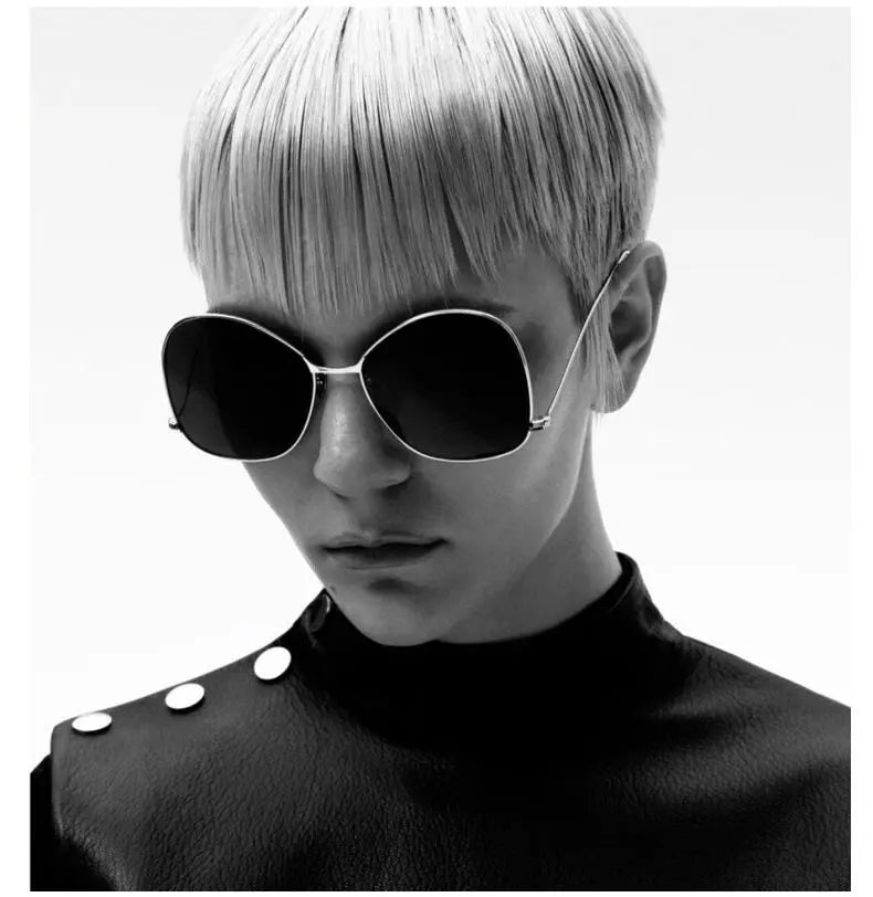 Rose Pink Mirror Round Sunglasses New Brand Designer Women Sunglasses Fashion Contort Leg Sun Glasses Oversize Oculos