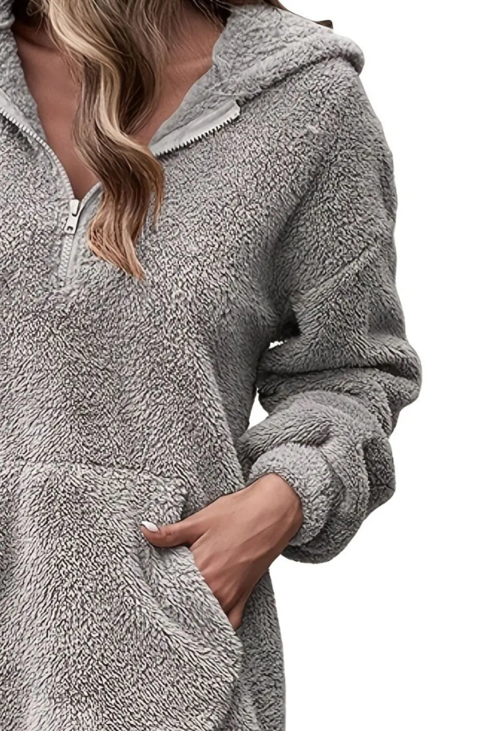 Badge of Pearls Half Zip Dropped Shoulder Oversized Hoodie