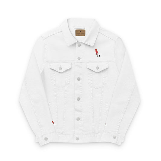 HEAR ME OUT POETRY FEATHER Embroidered Unisex Denim Jacket - Street Style Vibes