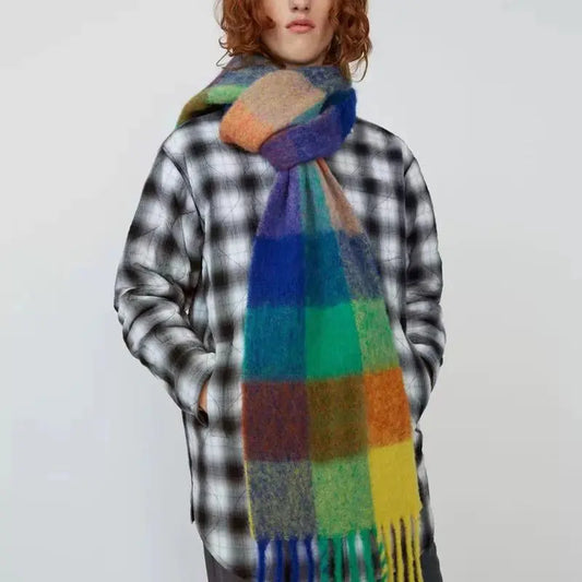 Winter Plaid Cashmere Scarf Fashion Shawl Colored Chequered Scarves Warm