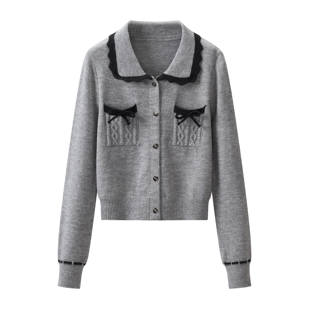Casual Knit Collared Cardigan Jacket Skirt Two-Piece Set for Women