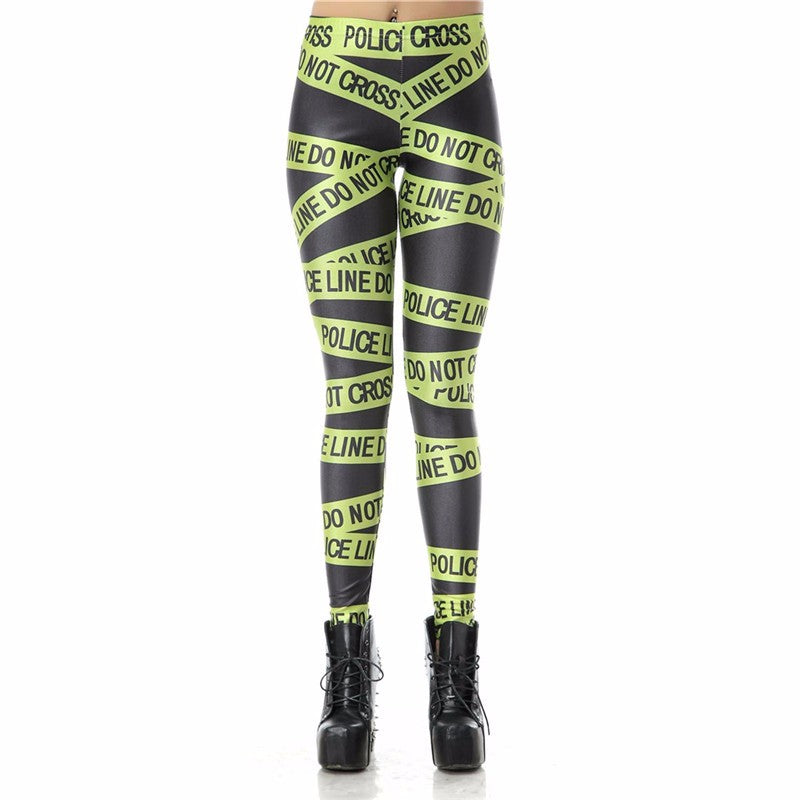 AGENT ACEVEDO 34815 Leggins High Waist Police Line Legins Printed Women Leggings