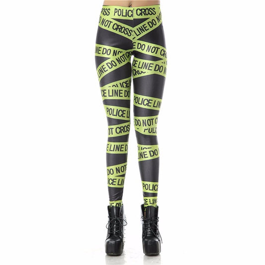 AGENT ACEVEDO 34815 Leggins High Waist Police Line Legins Printed Women Leggings