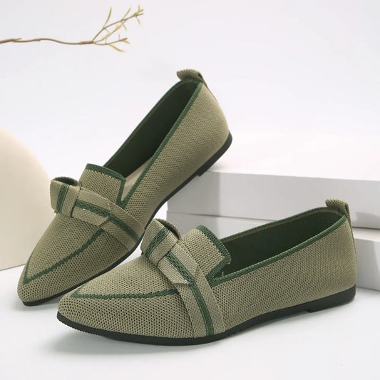 BADGE OF PEARLS Point Toe Mesh Flat Slip-Ons