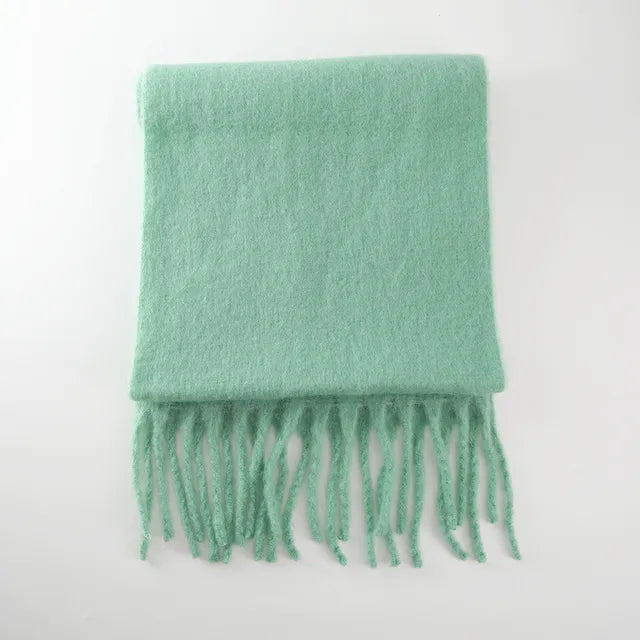 New Winter Women's Scarf Cashmere Warm Wrap Pashmina Solid Foulard Female Scarves Shawls Thick Soft Blanket Large Tassels