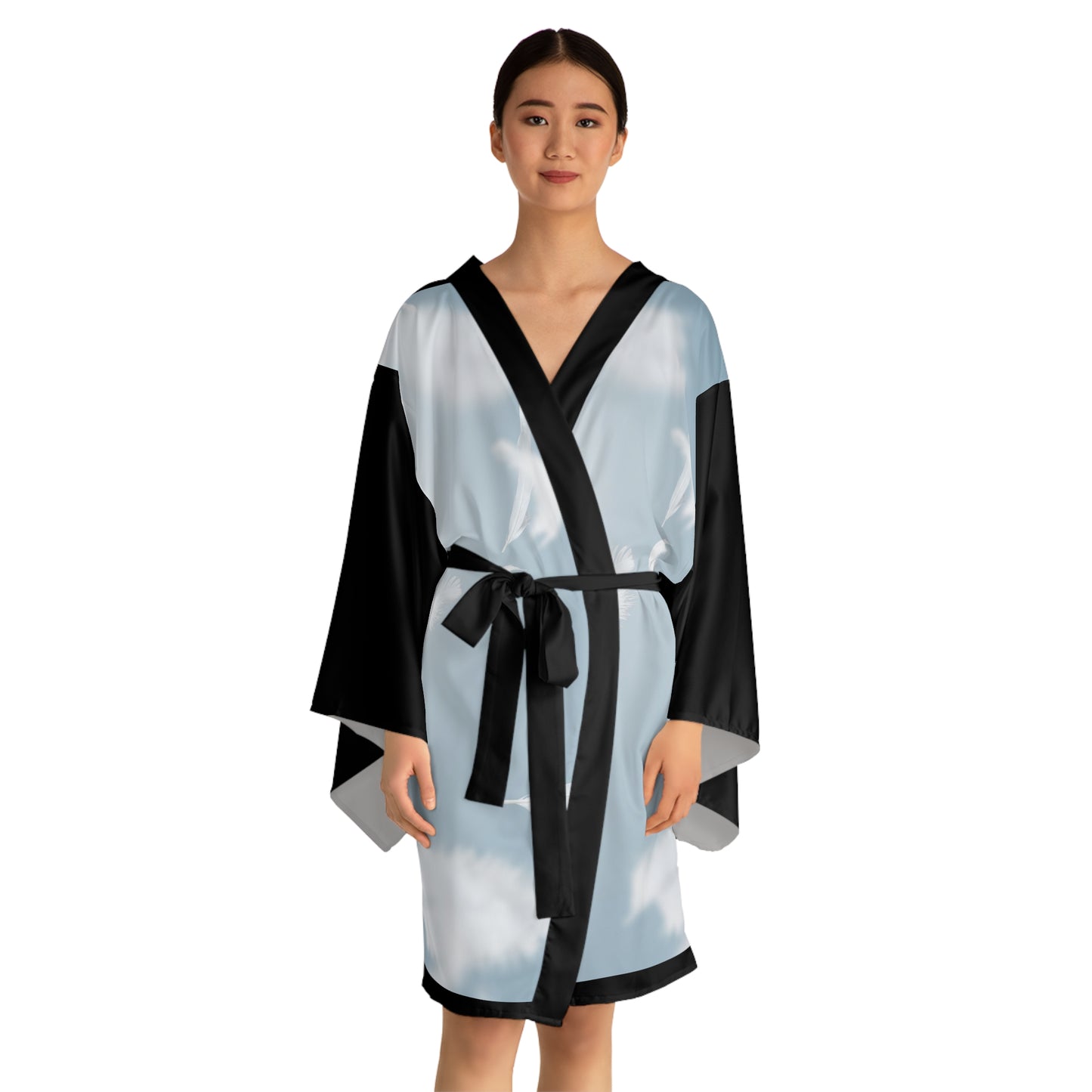 Feathered Dreams Long Sleeve Kimono Robe -POETIC Fashion for Relaxation and Self-Care