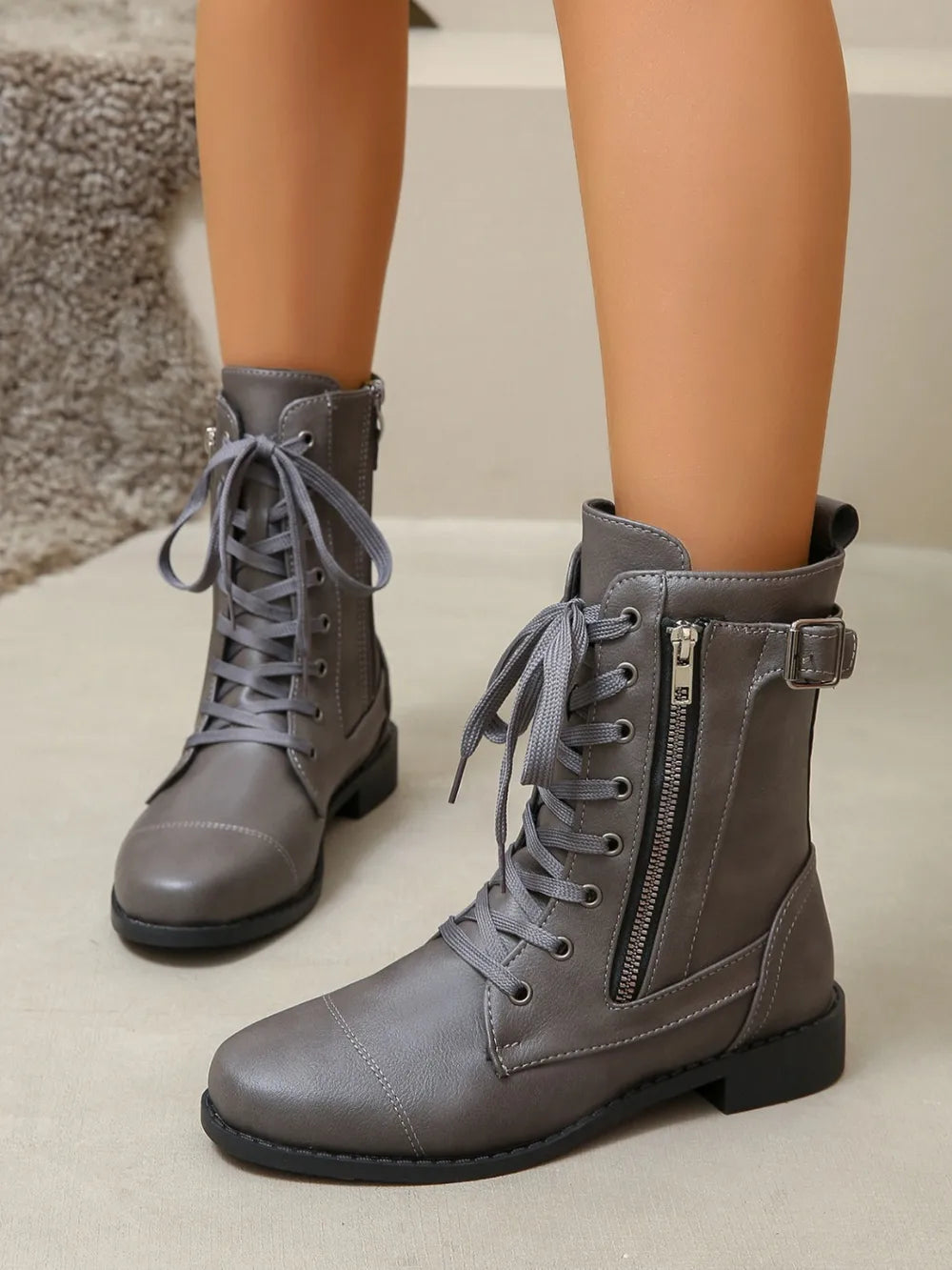 Agent Acevedo's PU Leather Lace-Up Boots