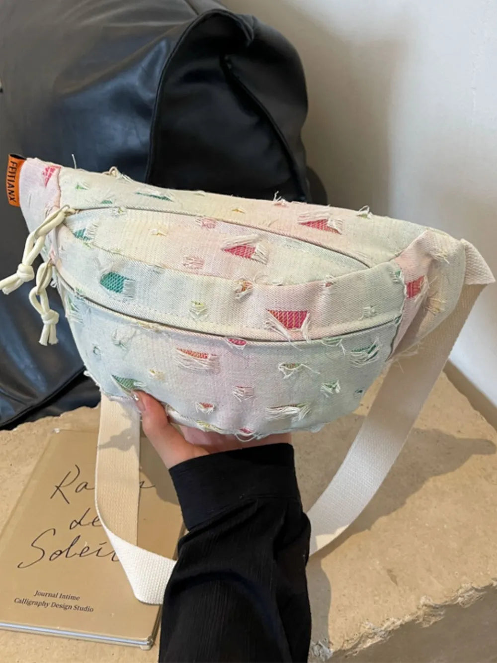 Raw Edge Tie-Dye Crossbody Bag