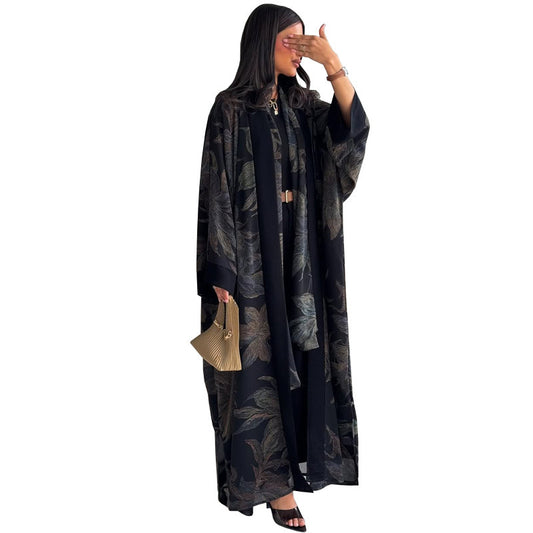 Loose bat sleeves large swing cardigan with headscarf included